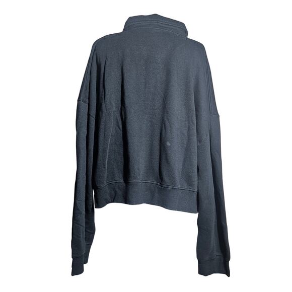 Pink Victoria Secret Black Cropped Collard Sweatshirt Size XXL - Picture 2 of 4